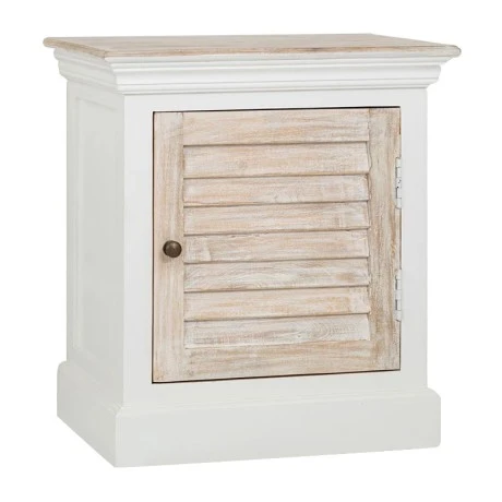 WHITE VINTAGE WOODEN BEDSIDE TABLE 58X35X71CM