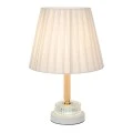 WHITE WOODEN LAMP WITH WHITE HAT AND GLASS AT THE MIDDLE WITH EXTRA LIGHTING 38CM