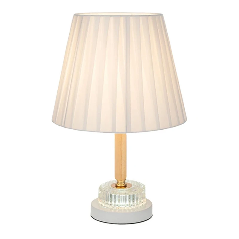 WHITE WOODEN LAMP WITH WHITE HAT AND GLASS AT THE MIDDLE WITH EXTRA LIGHTING 38CM