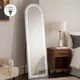 WHITE METAL FLOOR MIRROR WITH TOUCH SCREEN LED LIGHT  D50X170CM