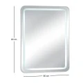 WHITE RECTANGLE MIRROR WITH TOUCH SCREEN LED LIGHT D60X80CM