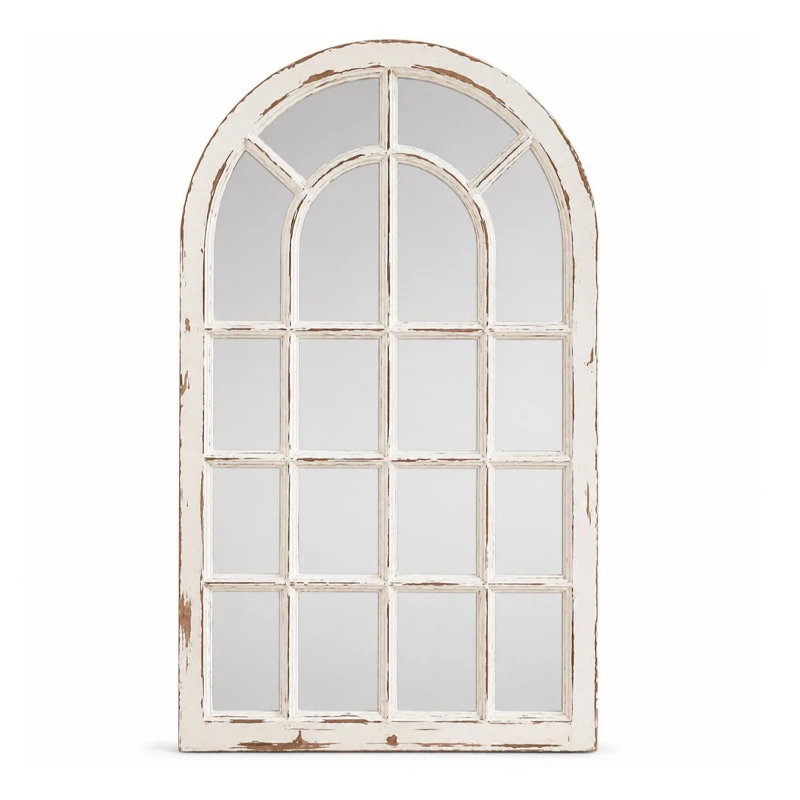 WHITE MIRROR IN AN ARCH SHAPE MADE OF WOOD 55X3X97CM