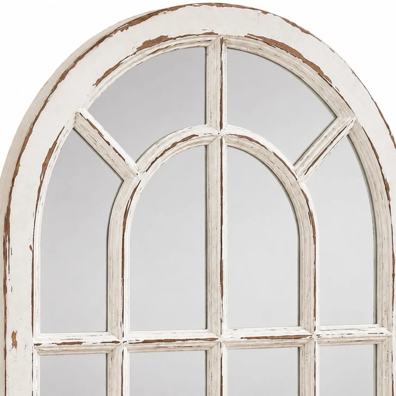 WHITE MIRROR IN AN ARCH SHAPE MADE OF WOOD 55X3X97CM