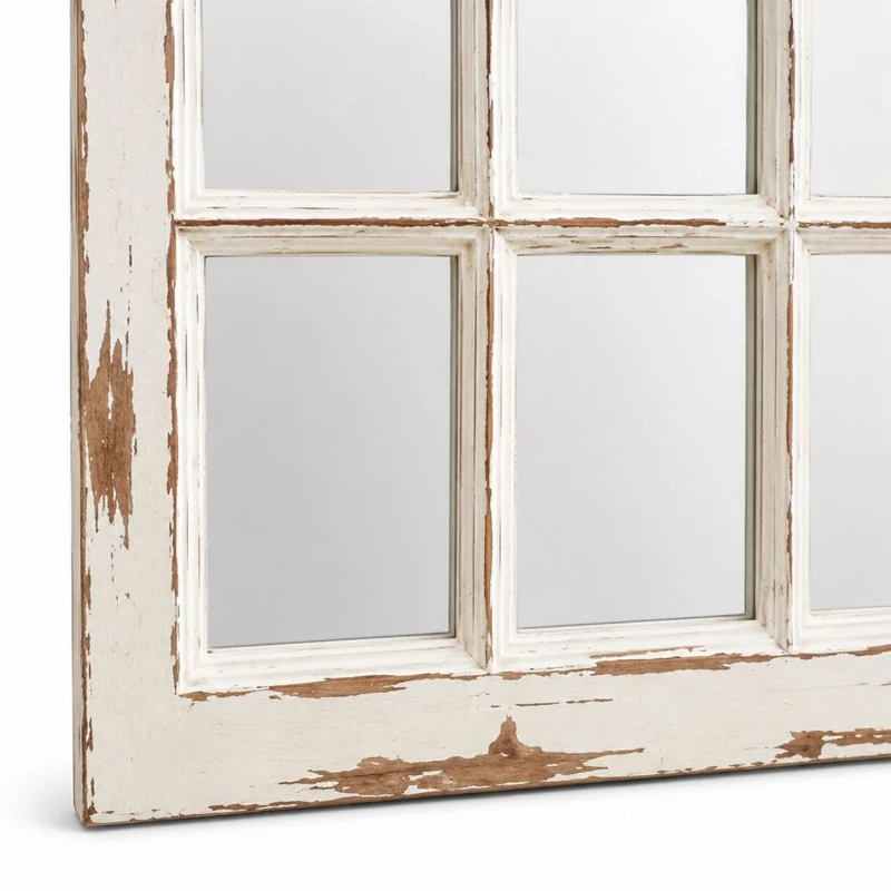WHITE MIRROR IN AN ARCH SHAPE MADE OF WOOD 55X3X97CM
