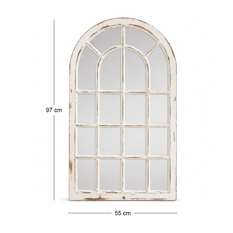 WHITE MIRROR IN AN ARCH SHAPE MADE OF WOOD 55X3X97CM