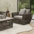 LOPEZ Set (4pcs) Metal-Wicker Brown (Cushions Beige)