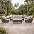 LOPEZ Set (4pcs) Metal-Wicker Brown (Cushions Beige)