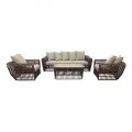 LOPEZ Set (4pcs) Metal-Wicker Brown (Cushions Beige)