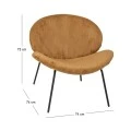 LOUNGE TABLE CHAIR BIRCH BREEZE IN MUSTARD COLOR WITH BLACK IRON LEGS 74X74X75CM