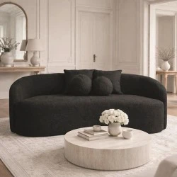 LYON 2-Seater Sofa Teddy Black Fabric LYON 2-Seater Sofa Teddy Black Fabric
