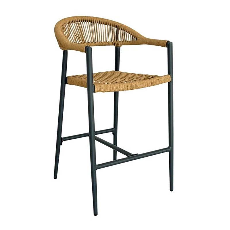 MADISON Bar Stool Alu Anthracite/Rope Wicker Natural