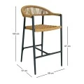 MADISON Bar Stool Alu Anthracite/Rope Wicker Natural