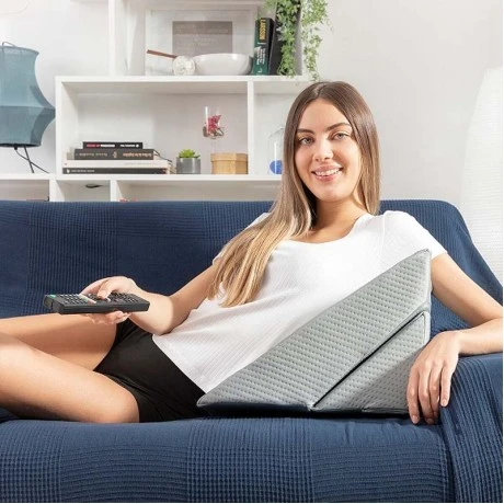 Triangular double wedge pillow Threllow color gray 60x40x24cm.
