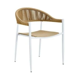 MALTA Armchair Metal White/PP-UV Beige/Rope Wicker Natural MALTA Armchair Metal White/PP-UV Beige/Rope Wicker Natural