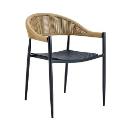 MALTA Armchair Metal Black/PP-UV Black/Rope Wicker Natural MALTA Armchair Metal Black/PP-UV Black/Rope Wicker Natural