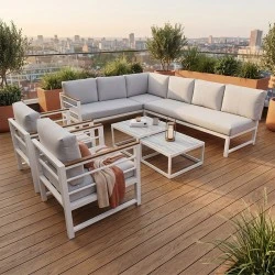 MARILIAN Set Multifunctional (6pcs) Metal White/Cushions Light Grey MARILIAN Set Multifunctional (6pcs) Metal White/Cushions Light Grey