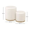 MATIC Set-2 Storage Stool-Side Table Teddy Cream Fabric