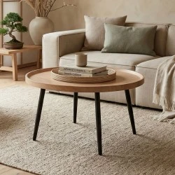 MATRIX Coffee Table D.70x52cm Natural/Metal Black