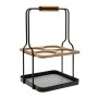 BLACK METAL WINE RACK FOR 4 BOTTLES WITH WOODEN DETAILS 25,5X24X40