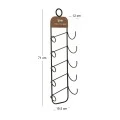 BLACK METAL WALL WINE RACK FOR 5 BOTTLES 19,5X12X71CM