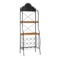 DECO BLACK METALLIC SHELF BAR WITH WOODEN SHELVES 59Χ37Χ173CM