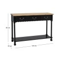 BLACK WOODEN CONSOLE TABLE WITH WOODEN TOP 120X33X82CM