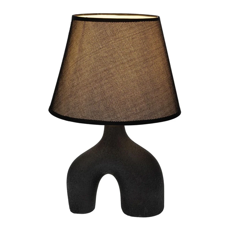 BLACK CERAMIC LAMP  WITH HAT 38.5CM