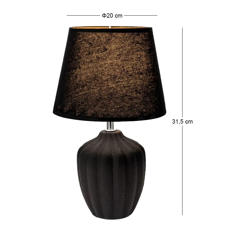 BLACK CERAMIC LAMP WITH BLACK HAT D20X31,5CM