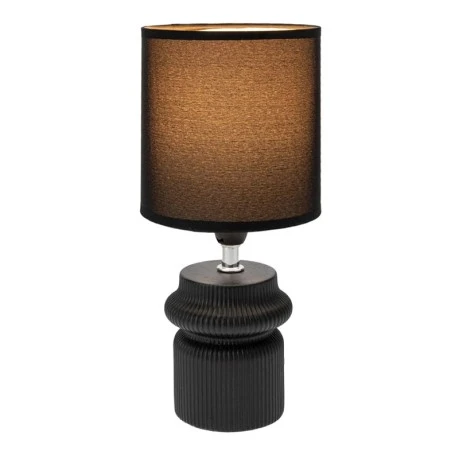 BLACK CERAMIC STRIPED LAMP WITH BLACK HAT D13X26.5CM
