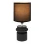 BLACK CERAMIC STRIPED LAMP WITH BLACK HAT D13X26.5CM