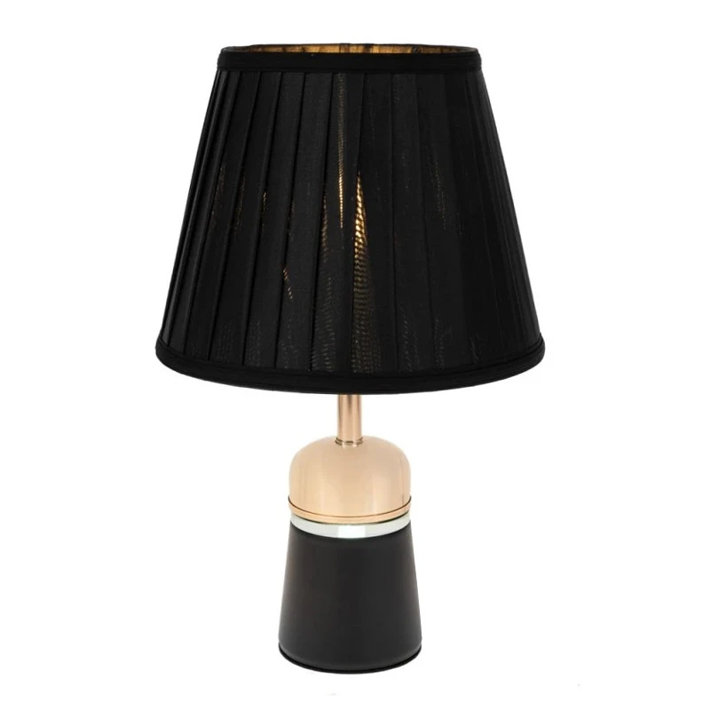 BLACK METAL LAMP WITH GOLD DETAILS AND EXTRA LIGHTING AT THE BASE 37.5CM
