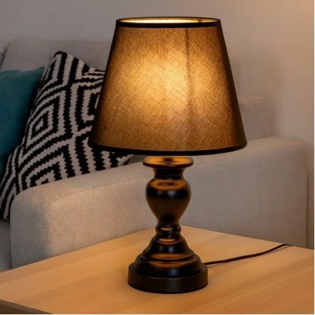 BLACK METAL LAMP WITH BLACK HAT 41CM