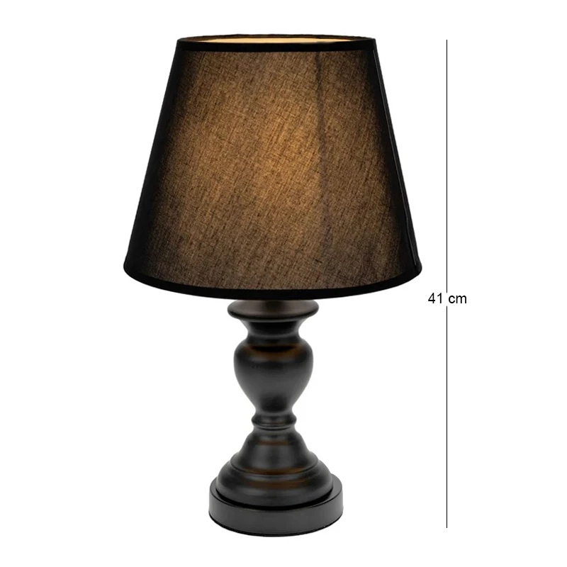 BLACK METAL LAMP WITH BLACK HAT 41CM