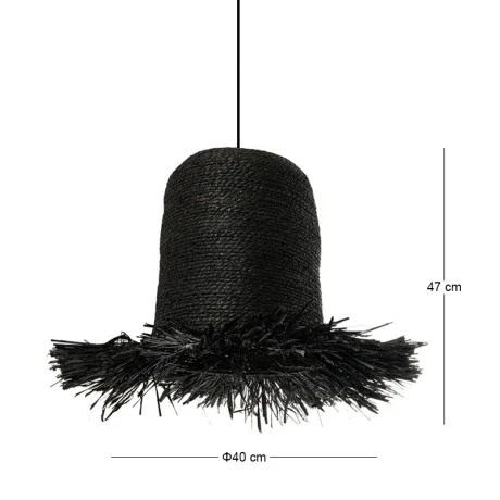 DECO BLACK SEAGRASSANDRAFFIA WEAVED CEILING LIGHT D40x47CM