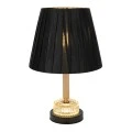BLACK WOODEN LAMP WITH BALCK HAT AND GLASS AT THE MIDDLE WITH EXTRA LIGHTING 38CM