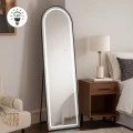 BLACK METAL FLOOR MIRROR WITH TOUCH SCREEN LED LIGHT D50X170