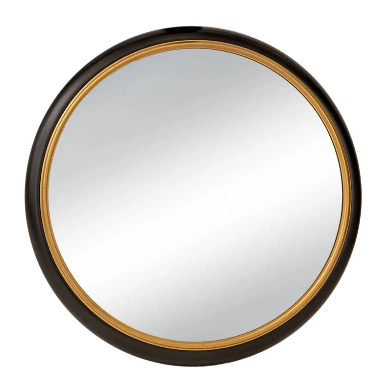 BLACK METAL ROUND WALL MIRROR D62CM