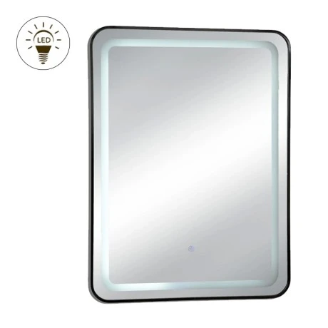 BLACK RECTANGLE MIRROR WITH TOUCH SCREEN LED LIGHT  D60X80CM