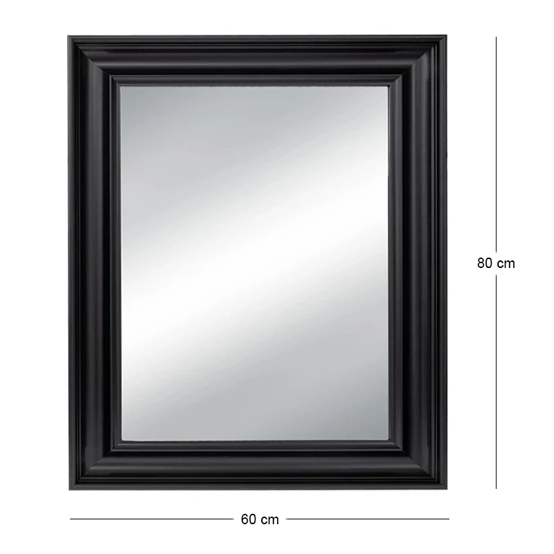 BLACK PLASTIC RECTANGLE MIRROR ( WOOD EFFECT) 60X80CM