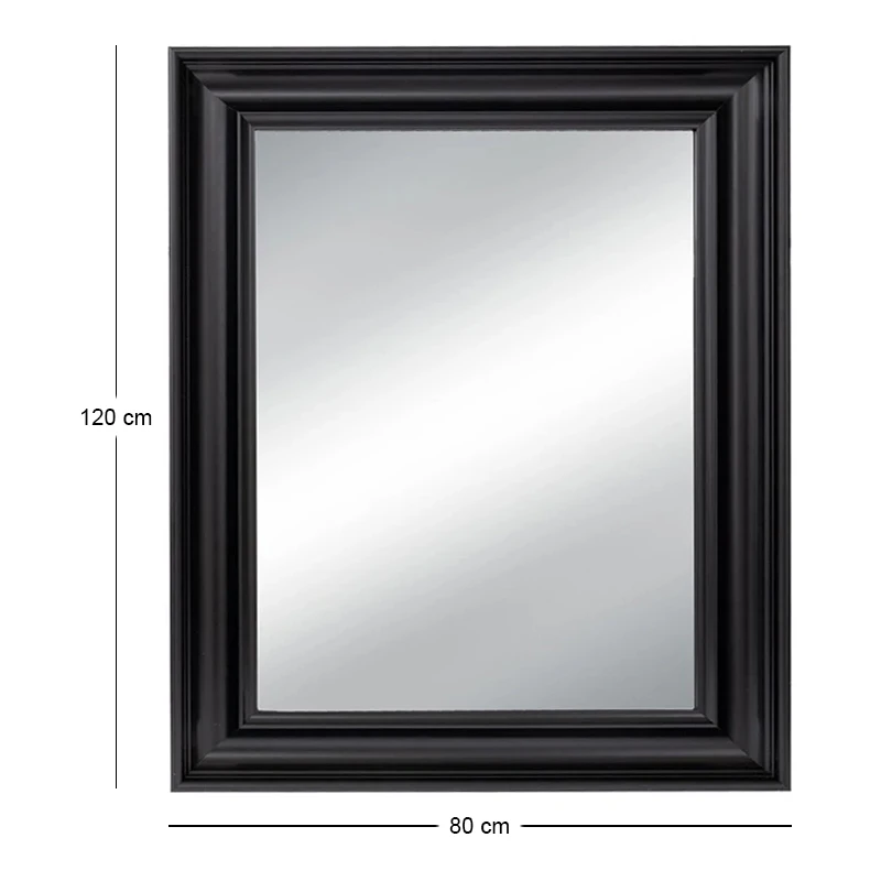 BLACK PLASTIC RECTANGLE MIRROR ( WOOD EFFECT) 80X120CM