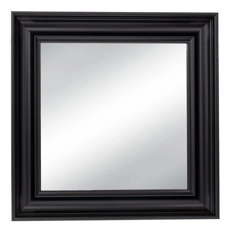 BLACK PLASTIC SQUARE MIRROR (WOOD EFFECTD) 60X60CM