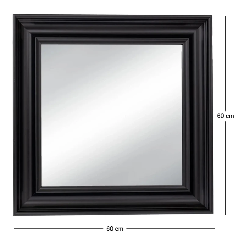 BLACK PLASTIC SQUARE MIRROR (WOOD EFFECTD) 60X60CM
