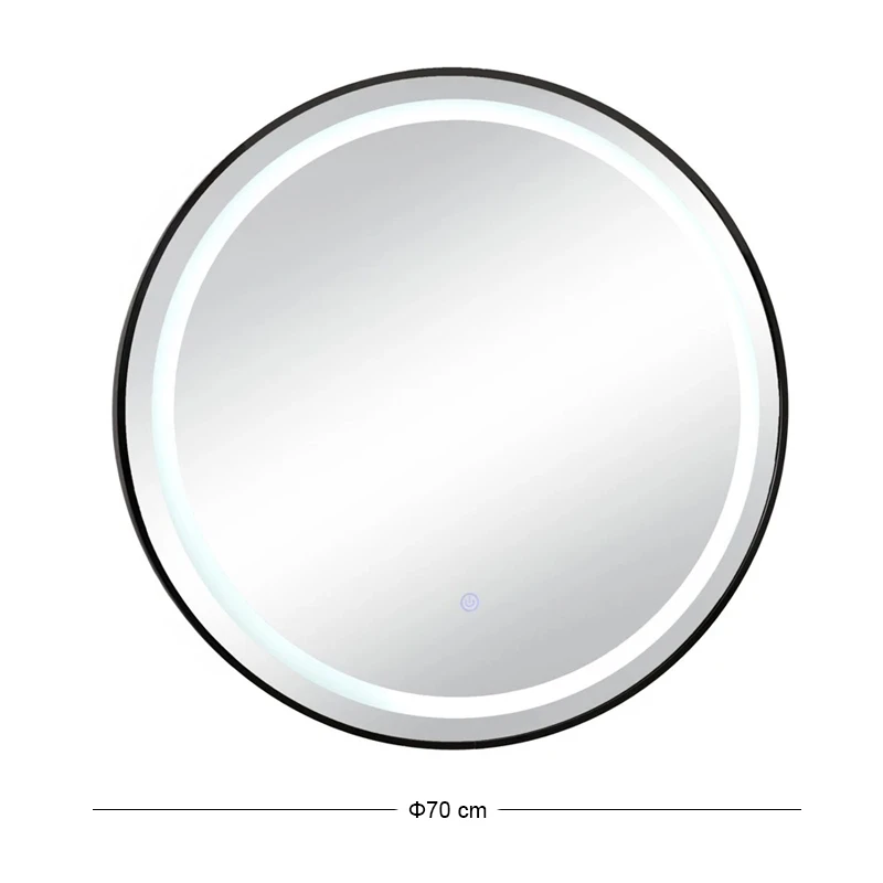 BLACK CIRCLE MIRROR TOUCH SCREEN LED LIGHT D70CM