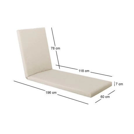 Μαξιλάρι Sunlounger αδιάβροχο ύφασμα χρώμα εκρού 196(78+118)x60x7εκ.