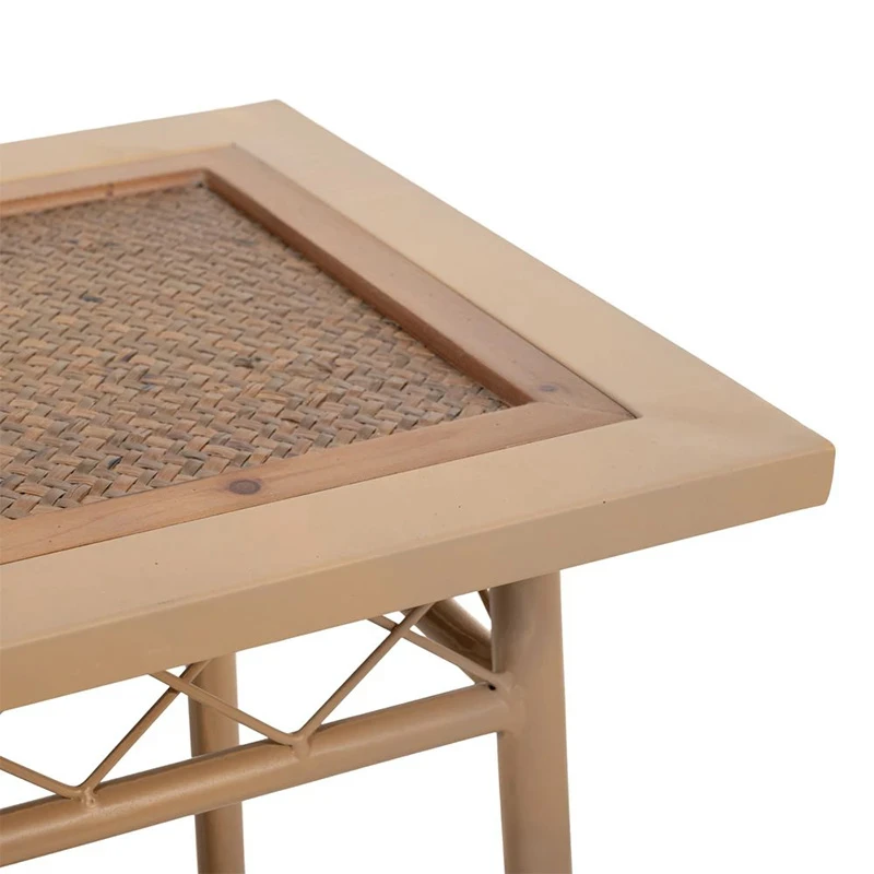 METALLIC CREM CONSOLE W WOODEN SURFACE 120x35x75CM