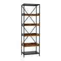 METAL SHELF BOOKCASE WITH 5 WOODEN SHELVES 55Χ40Χ200CM