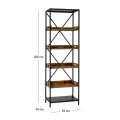METAL SHELF BOOKCASE WITH 5 WOODEN SHELVES 55Χ40Χ200CM