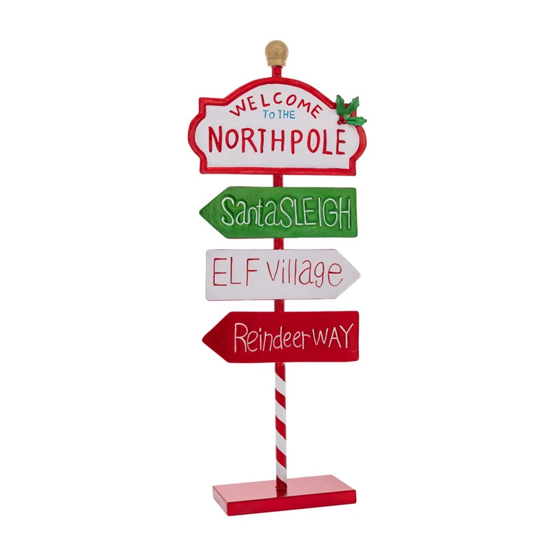 NORTH POLE METAL SIGN 23X9X57CM
