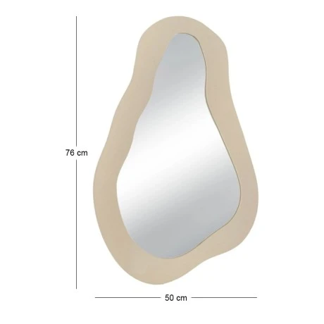 METAL WALL MIRROR WITH IRREGULAR SHAPE IN CREAM COLOR 50X27X76CM