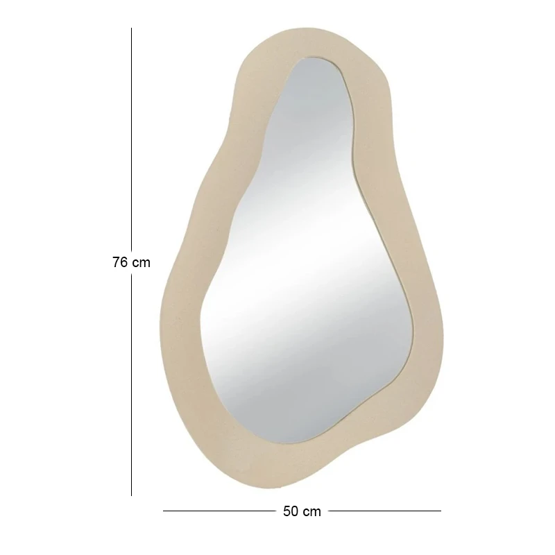 METAL WALL MIRROR WITH IRREGULAR SHAPE IN CREAM COLOR 50X27X76CM